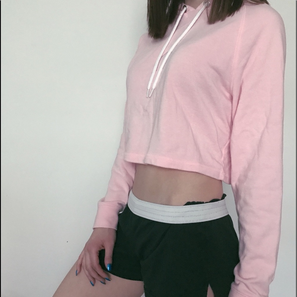 baby pink cropped hoodie